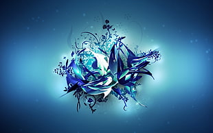 blue Floral theme wallpaper